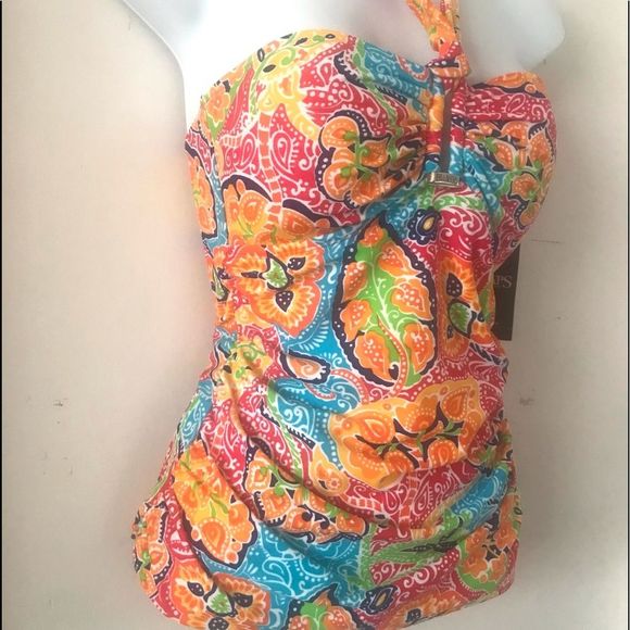 Chaps Tankini Swim Top Halter - Picture 6 of 13